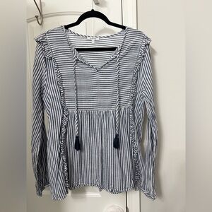 JODIFL Navy and White Striped Top